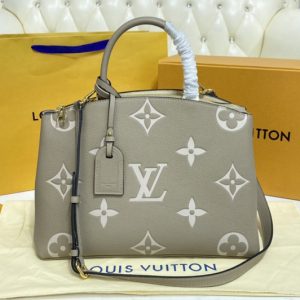 Replica Louis Vuitton M45842 LV Grand Palais tote bag in Grey/Beige Monogram Empreinte Leather