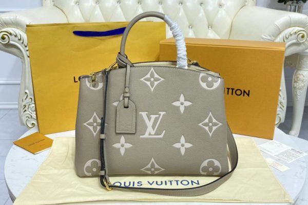 Replica Louis Vuitton M45842 LV Grand Palais tote bag in Grey/Beige Monogram Empreinte Leather