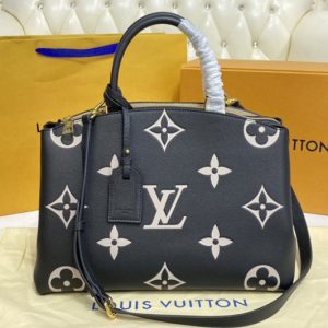 Replica Louis Vuitton M45842 LV Grand Palais tote bag in Black/Beige Monogram Empreinte Leather