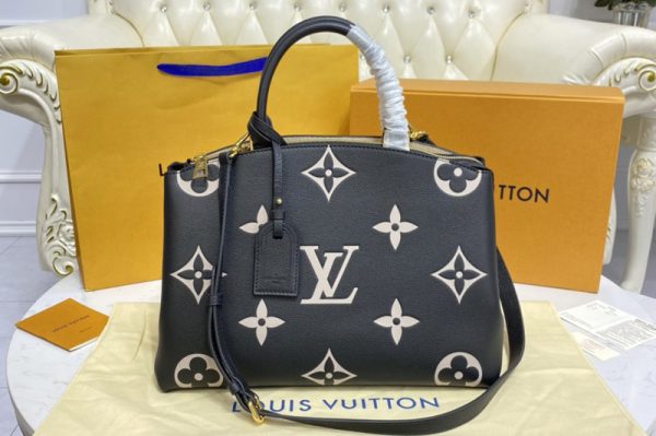 Replica Louis Vuitton M45842 LV Grand Palais tote bag in Black/Beige Monogram Empreinte Leather