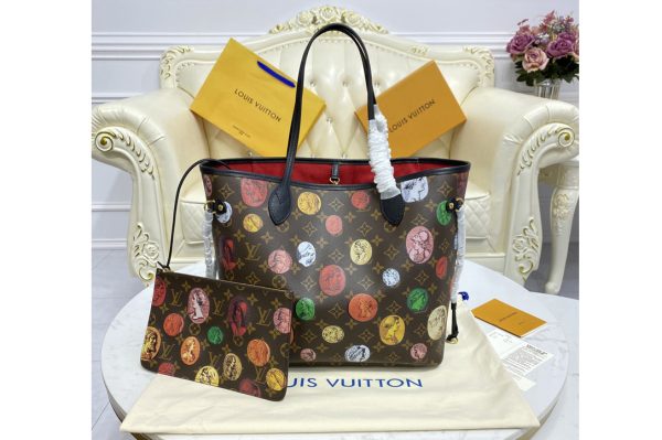 Replica Louis Vuitton M45923 LV Neverfull MM tote Bag in Monogram Cameo printed canvas