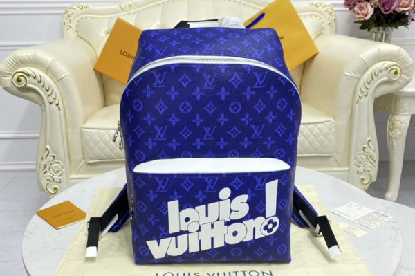 Replica Louis Vuitton M46118 LV Trio Backpack handbag in Blue vintage Monogram canvas