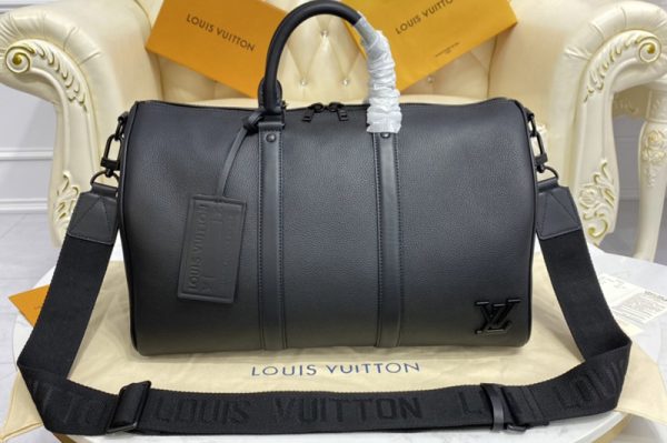 Replica Louis Vuitton M57088 LV keepall bandouliere 40 Bag in Black cowhide leather