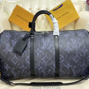 Replica Louis Vuitton M57278 LV keepall bandouliere 50 Bag in Monogram Pastel Noir coated canvas