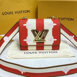 Replica Louis Vuitton M57722 LV Twist PM handbag in Red Embroidered canvas and calf leather