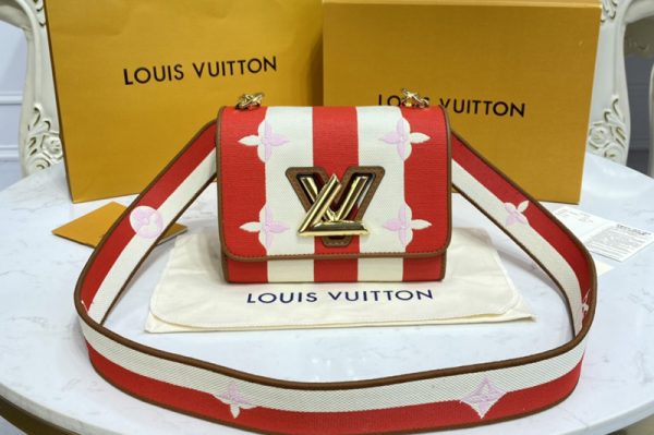 Replica Louis Vuitton M57722 LV Twist PM handbag in Red Embroidered canvas and calf leather