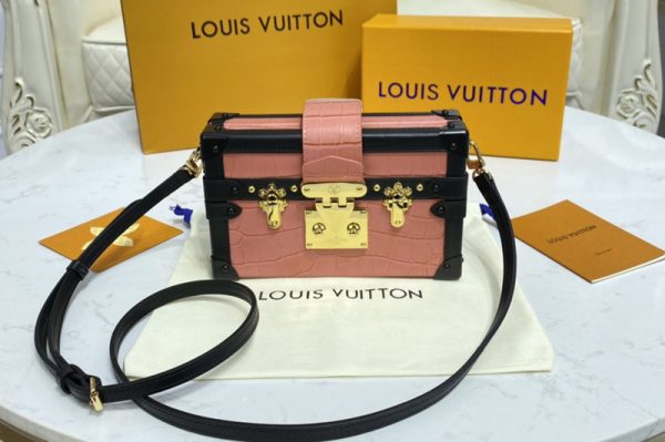 Replica Louis Vuitton N94243 LV Petite Malle handbag in Pink Brilliant Alligator leather