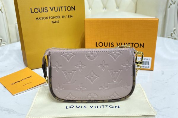 Replica Louis Vuitton M90597 LV Mini Pochette Accessoires in Grey Monogram Vernis Leather