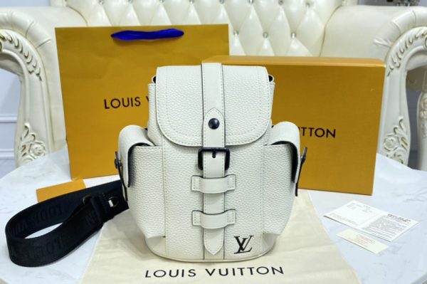 Replica Louis Vuitton M58493 LV Christopher XS backpack in White Taurillon leather