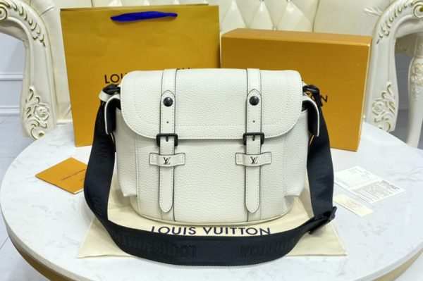 Replica Louis Vuitton M58475 LV Christopher Messenger Bag in White Taurillon leather