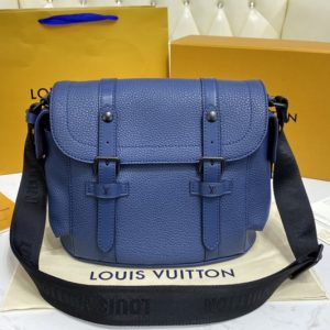 Replica Louis Vuitton M58475 LV Christopher Messenger Bag in blue Taurillon leather