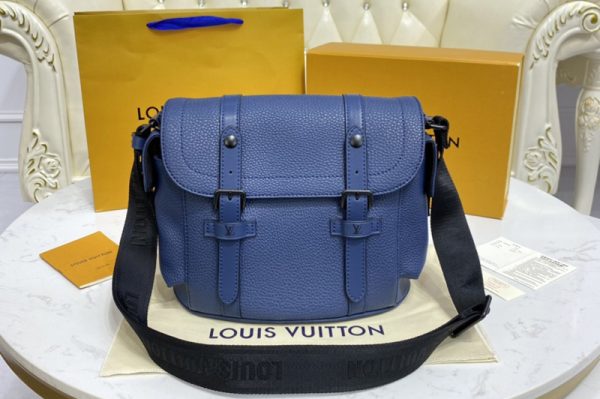 Replica Louis Vuitton M58475 LV Christopher Messenger Bag in blue Taurillon leather