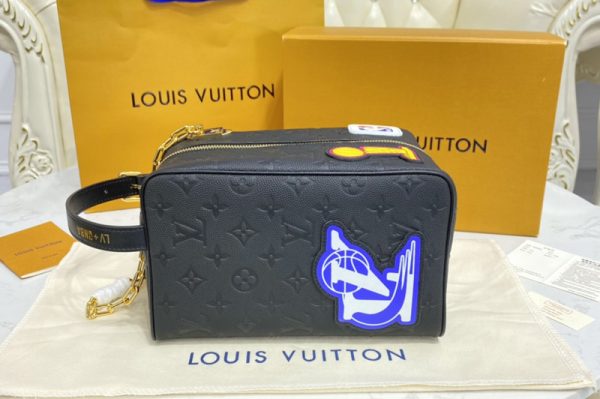 Replica Louis Vuitton M58515 LV LVXNBA Cloakroom Dopp Kit Bag in Black Cowhide leather