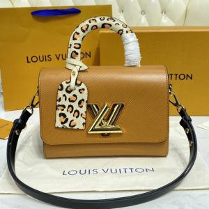 Replica Louis Vuitton M58689 LV Twist MM handbag in Gold Epi grained leather