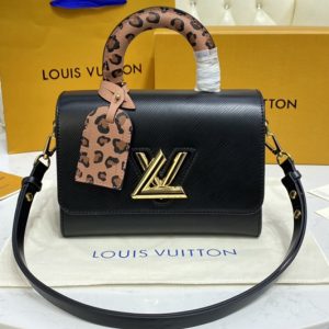 Replica Louis Vuitton M58568 LV Twist MM handbag in Black Epi grained leather