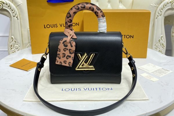 Replica Louis Vuitton M58568 LV Twist MM handbag in Black Epi grained leather