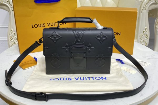 Replica Louis Vuitton M58711 LV Ambassadeur PM Bag in Black cowhide leather