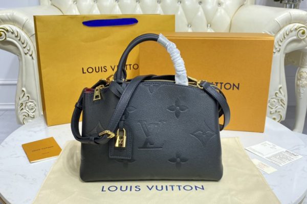 Replica Louis Vuitton M58916 LV Petit Palais tote bag in Black Monogram Empreinte Leather