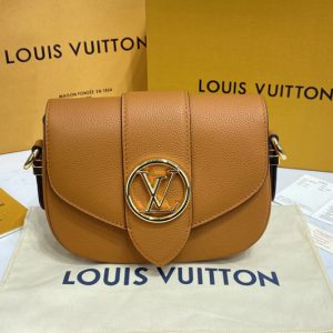 Replica Louis Vuitton M58729 LV Pont 9 Soft MM handbag in Sienne doree Grained calfskin Leather