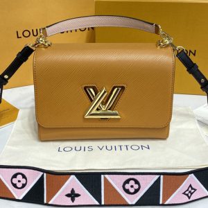 Replica Louis Vuitton M59026 LV Twist MM handbag in Gold Cipango Epi leather