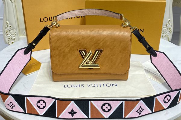 Replica Louis Vuitton M59026 LV Twist MM handbag in Gold Cipango Epi leather