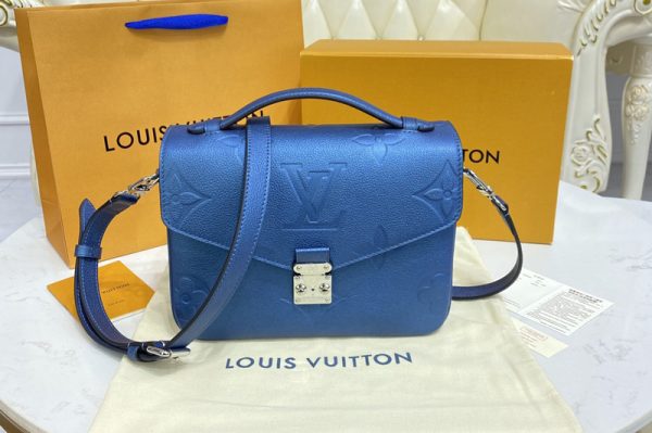 Replica Louis Vuitton M59211 LV Pochette Metis bag in Navy Nacre Monogram Empreinte leather