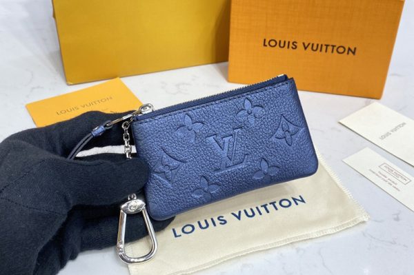 Replica Louis Vuitton M80900 LV Key Pouch in Navy Blue Monogram Empreinte leather