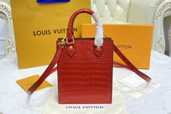 Replica Louis Vuitton N99487 LV Petit Sac Plat bag in Red Brilliant Alligator leather