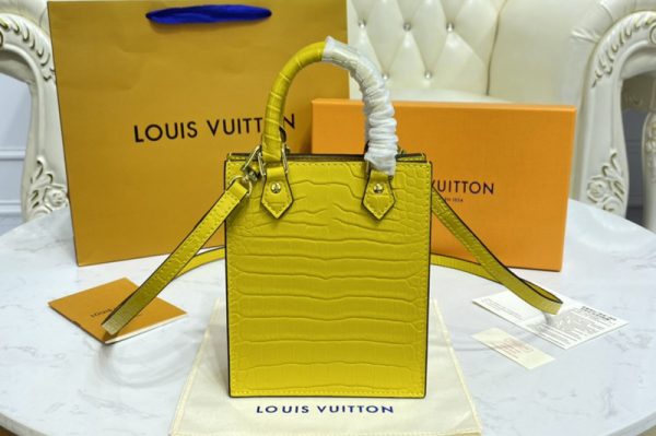 Replica Louis Vuitton N99487 LV Petit Sac Plat bag in Yellow Brilliant Alligator leather