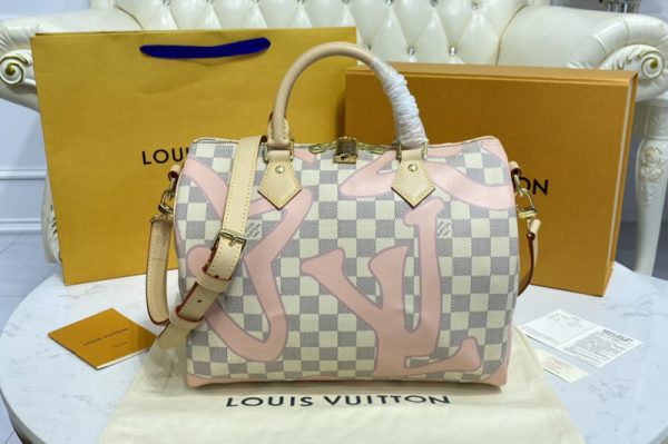 Replica Louis Vuitton N41052 LV Speedy Bandouliere 30 bag in Damier Azur Canvas