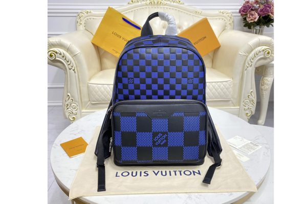 Replica Louis Vuitton N50021 LV Campus Backpack in Navy blue and black Damier Infini 3D cowhide leather