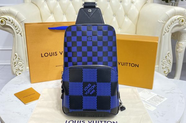 Replica Louis Vuitton N50024 LV Avenue Slingbag bag in Navy blue and black Damier Infini 3D cowhide leather