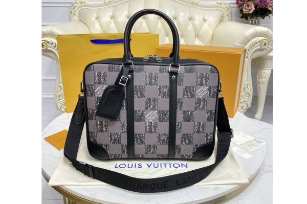 Replica Louis Vuitton N50072 LV Sirius Briefcase Bag in Graphite Cowhide leather