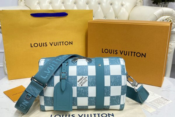 Replica Louis Vuitton N50076 LV City Keepall Bag in Teal Cowhide leather