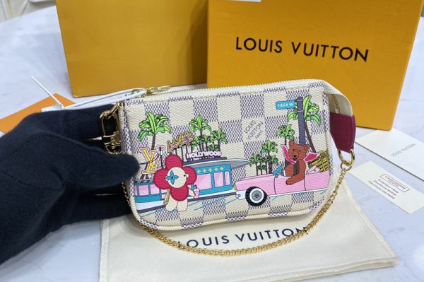 Replica Louis Vuitton N60487 LV Mini Pochette Accessoires in Damier Azur canvas