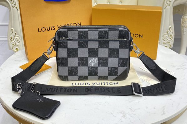 Replica Louis Vuitton N80401 LV Trio Messenger bag in Graphite Cowhide leather