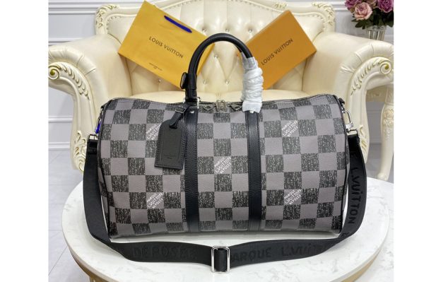 Replica Louis Vuitton N80404 LV Keepall Bandoulière 45 bag in Graphite Cowhide leather