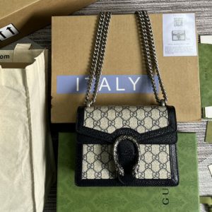 Replica Gucci 421970 Dionysus GG Supreme mini bag in Beige and blue GG Supreme canvas