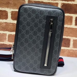 Replica Gucci ‎478325 GG Black belt bag in Black/grey soft GG Supreme