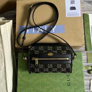 Replica Gucci ‎517350 Ophidia mini GG bag in Black and ivory GG denim jacquard