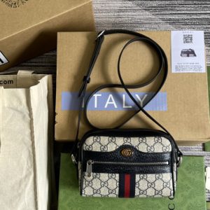 Replica Gucci ‎517350 Ophidia GG mini bag in Beige and blue GG Supreme canvas