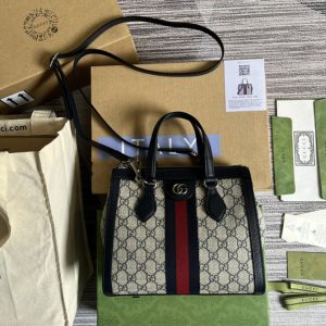 Replica Gucci 547551 Ophidia small GG tote bag in Beige and blue GG Supreme canvas