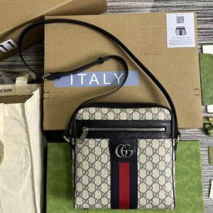 Replica Gucci 547926 Ophidia GG small messenger bag in Beige and blue GG Supreme canvas