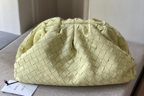 Replica Bottega Veneta 576175 pouch bag Soft voluminous clutch in yellow woven leather