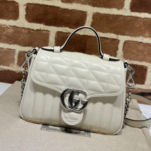 Replica Gucci 583571 GG Marmont mini top handle bag in White matelasse leather