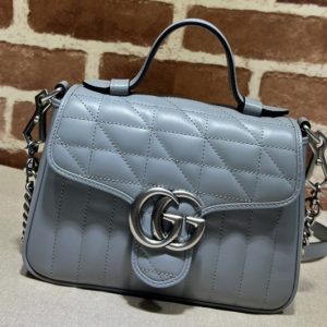 Replica Gucci 583571 GG Marmont mini top handle bag in Grey matelasse leather