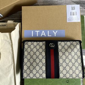 Replica Gucci ‎598234 Ophidia GG toiletry case in Beige and blue GG Supreme canvas