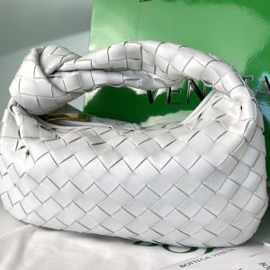 Replica Bottega Veneta 609409 Mini Jodie Rounded hobo bag in White Intrecciato leather