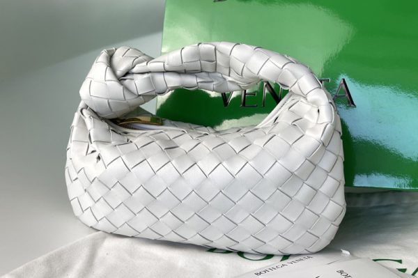 Replica Bottega Veneta 609409 Mini Jodie Rounded hobo bag in White Intrecciato leather