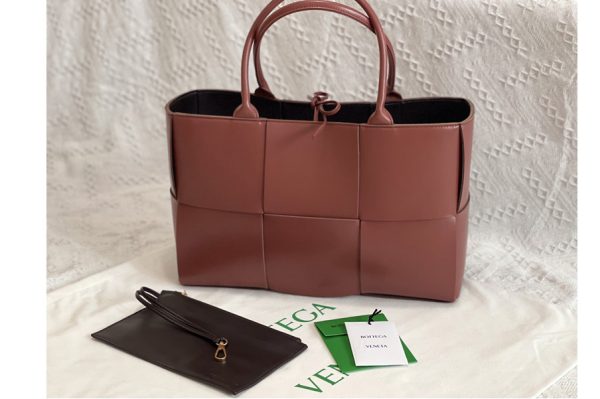 Replica Bottega Veneta 609175 Arco tote bag in Bordeaux Intrecciato leather